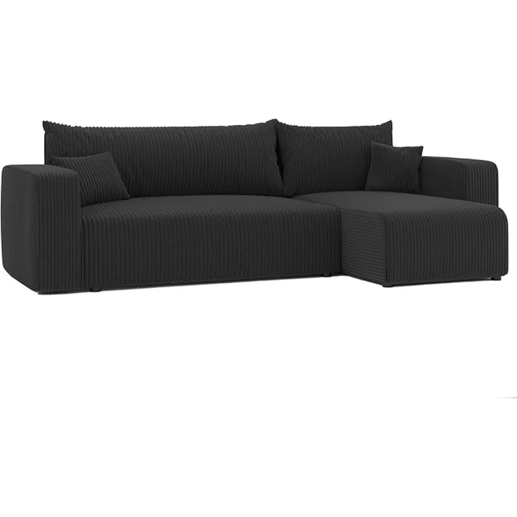 3-Sitzer-Ecksofa mit Schlaffunktion, Stauraum & beidseitig montierbarer Récamiere, Kohleschwarz, 200 x 125 cm – Bild 4