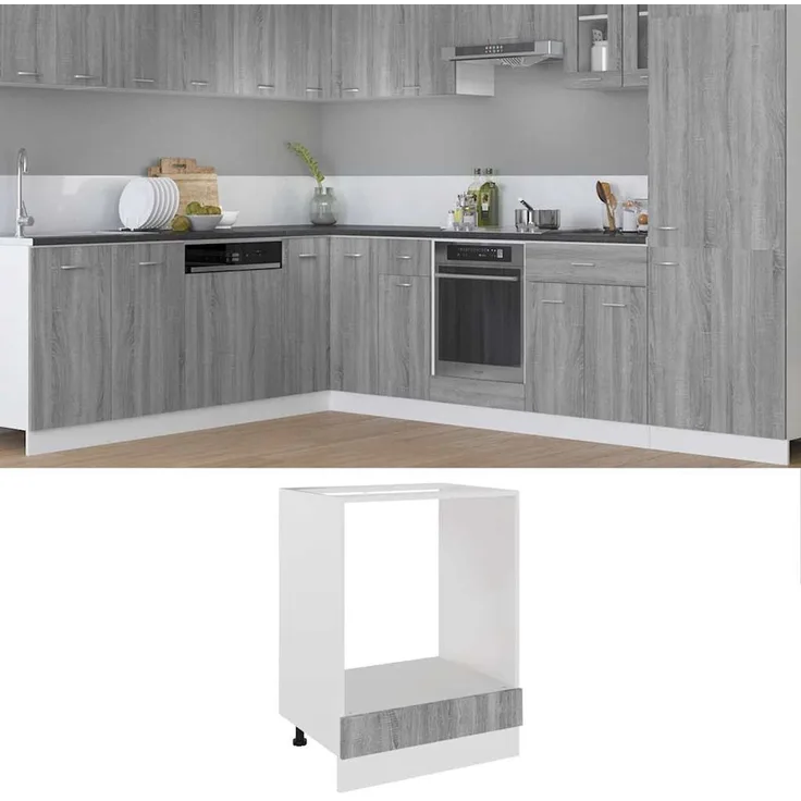 Herdumbauschrank, Küchenschrank Lyon Grau Sonoma 60 x 46 x 81,5 cm Holzwerkstoff