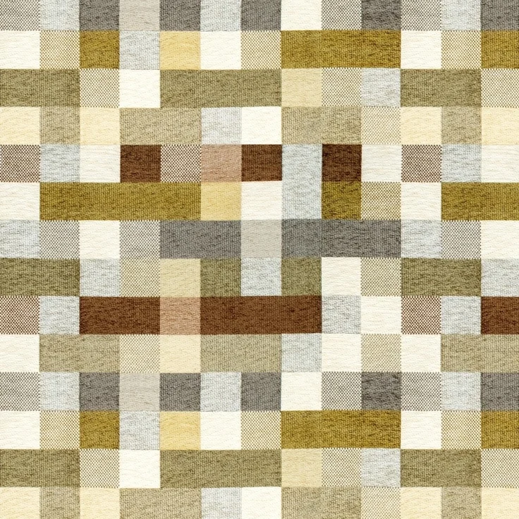 Supellex Sofia Ohrensessel mit Hocker | Design kariert Beige-Ocker – Bild 3