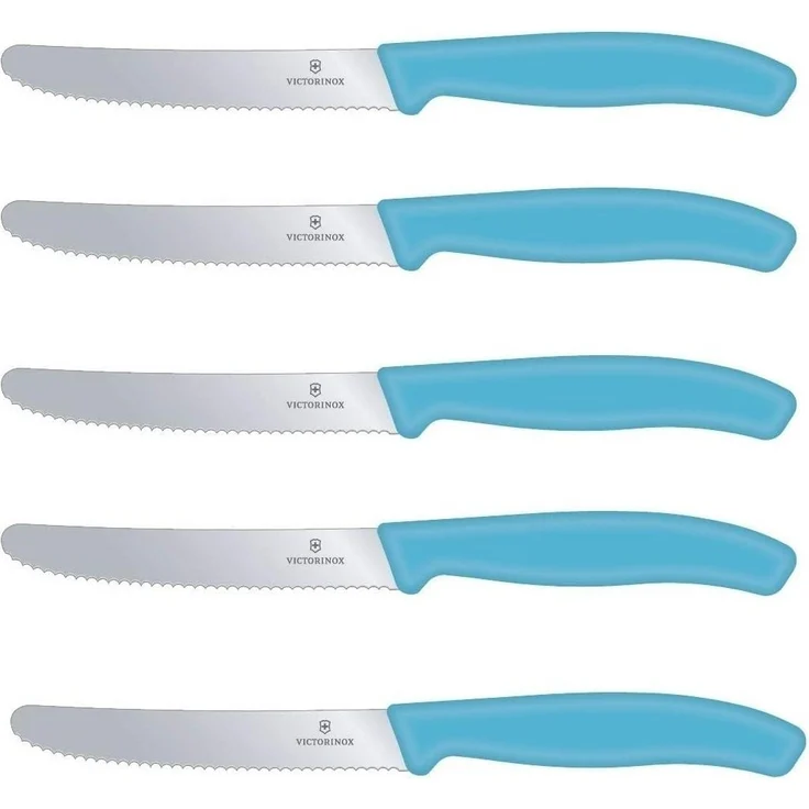 Victorinox Tomatenmesser Brötchenmesser Tafelmesser Set 5-teilig Swiss Classic (Karibikblau) – Bild 3