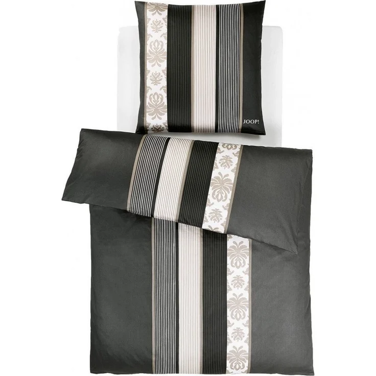 JOOP! Bettwäsche Ornament Stripes 4022 09 Schwarz Mako Satin 155 x 220 + 80 x 80 cm – Bild 3