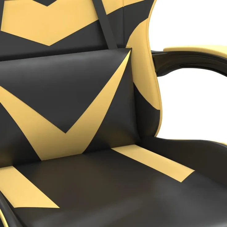vidaXL Gaming-Stuhl Drehbar Schwarz und Golden Kunstleder, Drehbar [349545]
