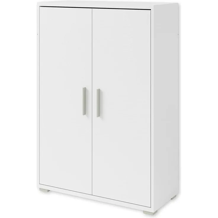 Office LINE Aktenschrank in Weiß - Halbhoher Büroschrank mit 2 Türen - Modernes Büromöbel Komplettset - 79 x 114 x 35 cm (B/H/T)