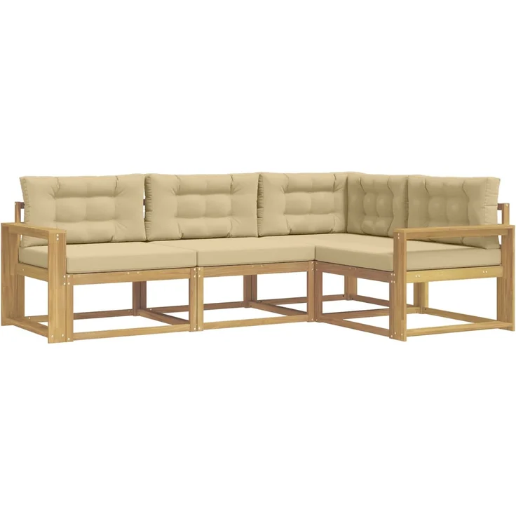 vidaXL Outdoor-Sofagarnitur 4 stk. Weiß und Beige 3386382 – Bild 2
