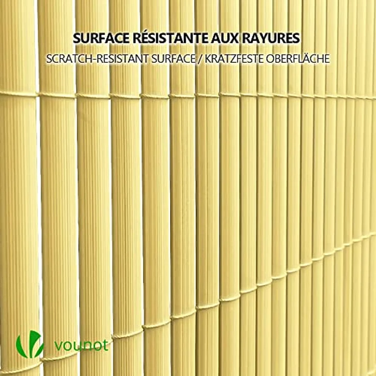 VOUNOT PVC Sichtschutzmatte 80x500 cm Verstärkung Innen, Sichtschutz für Garten Balkon Terrasse Zaun, Sichtschutzzaun Balkonverkleidung Windschutz, Bambus – Bild 4