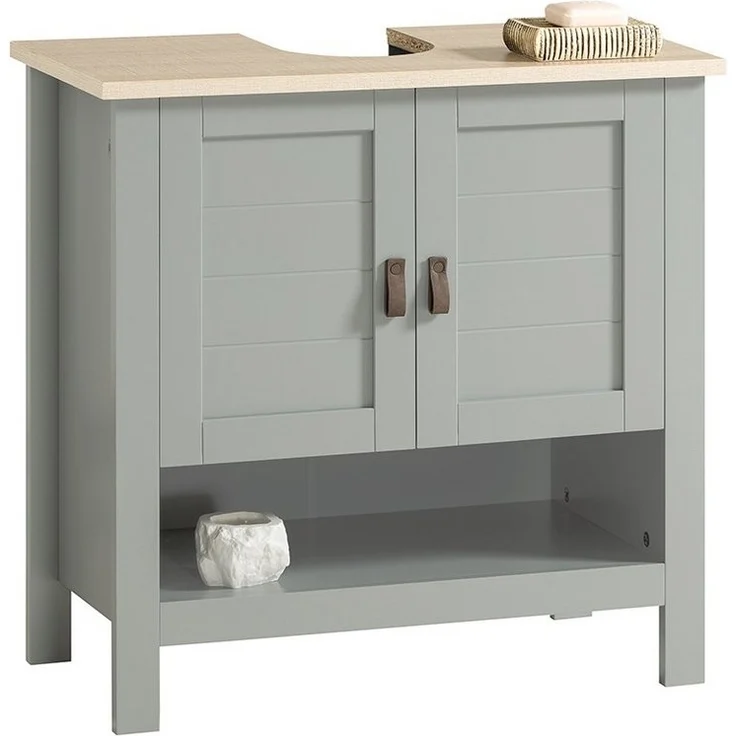 SoBuy Waschbeckenunterschrank BZR69 Badschrank Waschtisch Unterschrank Badmöbel Hellgrau – Bild 1