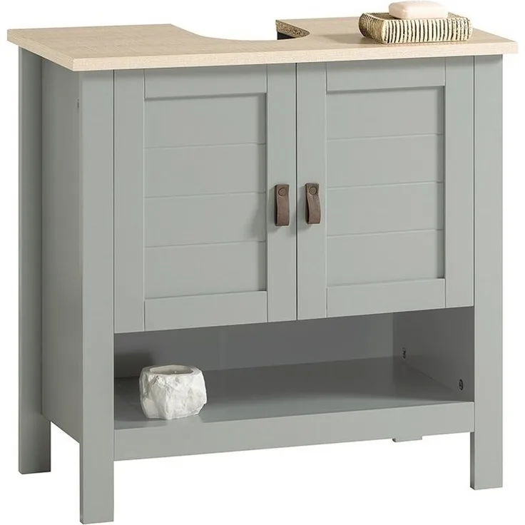 SoBuy Waschbeckenunterschrank BZR69 Badschrank Waschtisch Unterschrank Badmöbel Hellgrau