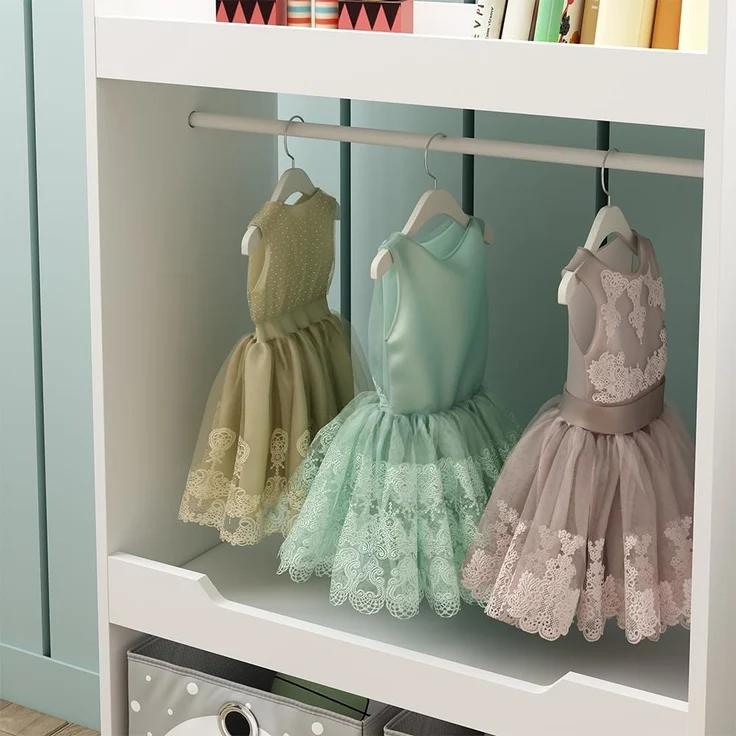 Kinderkleiderschrank Conny Weiß 67 x 110 cm mit Kleiderstange Vicco – Bild 5