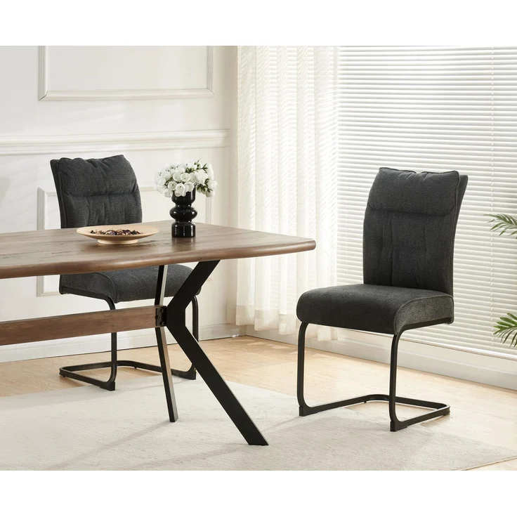 Schwinger-Stuhl 2er Set Rom Stühle in Anthrazit - gemütliches Design - B/H/T: 47x94x61 cm – Bild 2