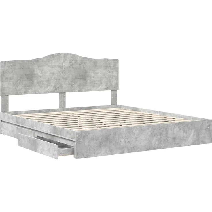 vidaXL Aufbewahrungsbett Beton Grau 200 x 200 cm Holzwerkstoff 3413474 – Bild 4