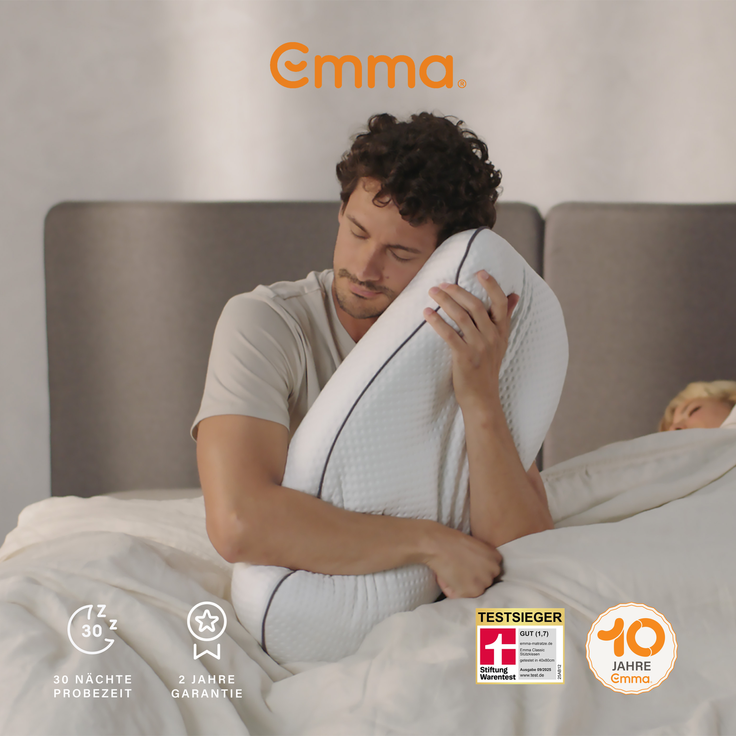 Emma 'Classic' Nackenstützkissen, Stiftung Warentest, 80x40 cm, Höhe 12 cm, 98 % Polyester / 2 % Elasthan weiß – Bild 8