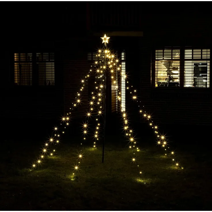 Spetebo Weihnachtspyramide LED Lichterpyramide mit Timer - 200 LED / 150 cm, Dekorativer Metall Weihnachtsbaum 150 cm