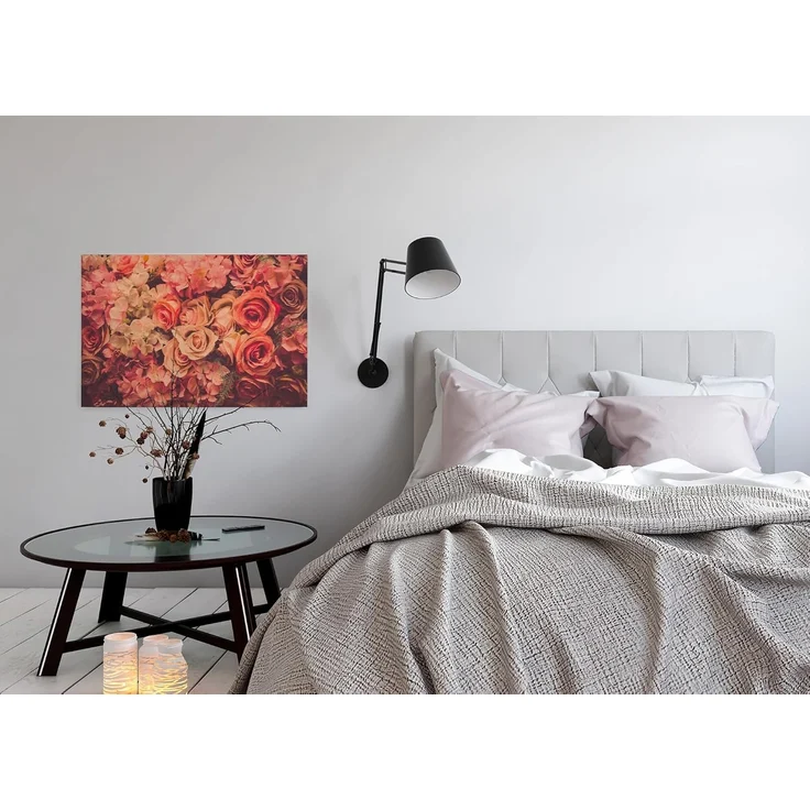 Rosen Leinwandbild Rot Orange 90x60 DD120258 Floral Wandbild Rot Wohnzimmer – Bild 3