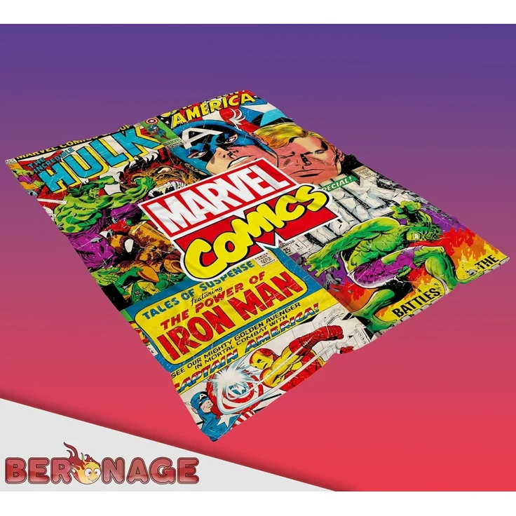 Wohndecke Marvel Decke Comics 130x170 cm, BERONAGE, passend zur Bettwäsche, ideal für Sofa, Couch, Bett, Auto, Camping – Bild 6