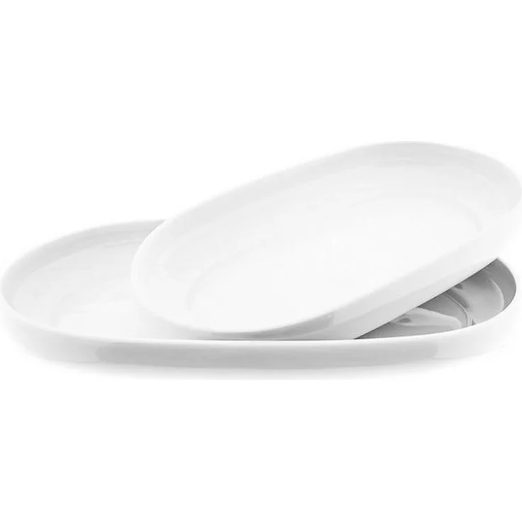 Belicia 2er Servierplatten Set Servierteller aus Porzellan in Weiß Hochglanz Oval – Bild 1