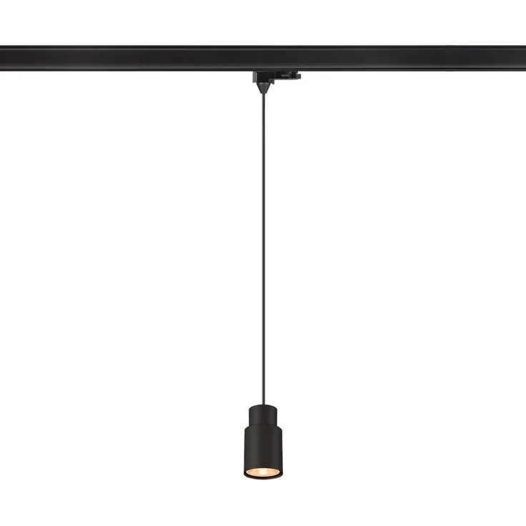 SLV PURI 2.0 Tube, 3~ Pendelleuchte, GU10, Pendellänge 200cm, 1x max. 6W, schwarz - Leuchten mit 3 Phasen Adapter 230V