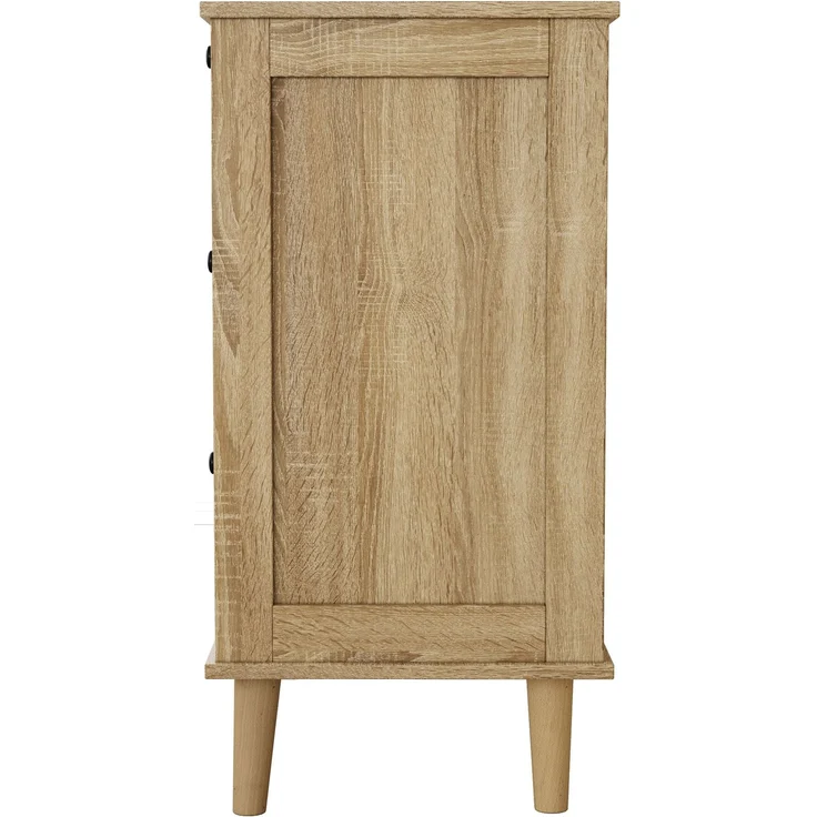 Schrank mit Rattangeflecht 80 x 40 x 80 cm, Kommode Holzfarbe, 4 Schubladen, Massivholzbeine – Bild 8