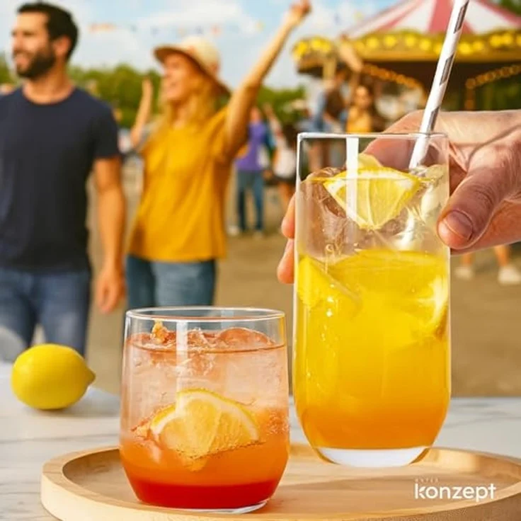 KONZEPT Gläser-Set 12 Teilig, 6er Longdrinkgläser 400ml und 6 er Trinkgläser 300ml, 12-tlg, Wassergläser Set, Ideal für Saft, Cocktails, Longdrinks, Eiskaffee – Bild 4