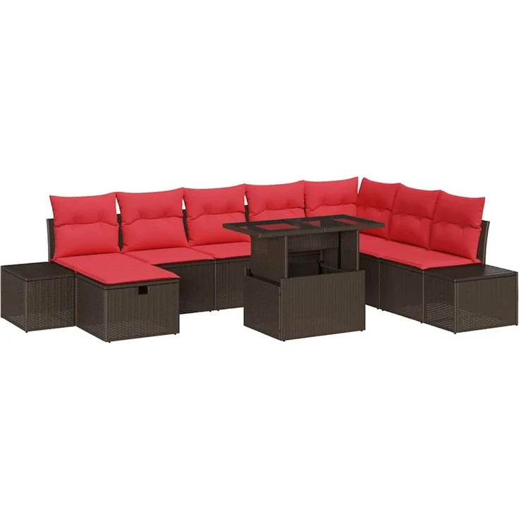 vidaXL Gartensofa-set 9 stk. Braun Poly-Rattan 3361233 – Bild 2
