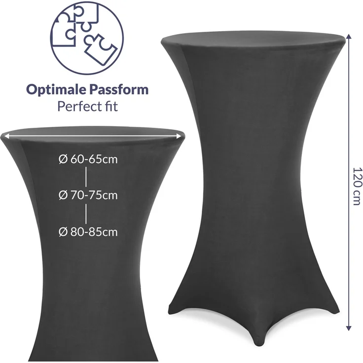 DETEX® Stehtischhusse 5er Set Anthrazit Grau 70-75cm Verstärkter Fußbereich 30°C Waschbar Stehtisch Hussen Stretch Bezug – Bild 7