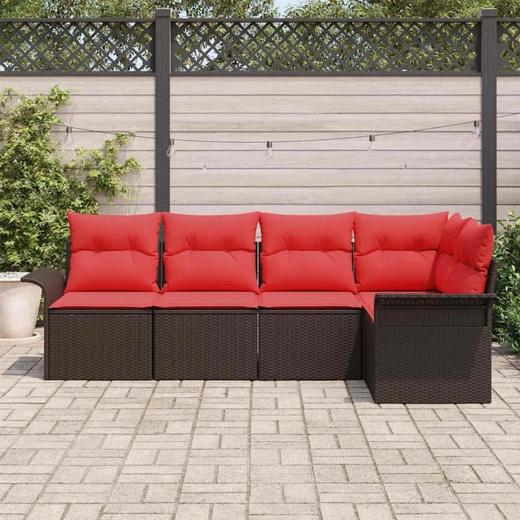 vidaXL Gartensofa-set mit Speicher 5 pcs Braun Poly-Rattan 3354033 – Bild 3
