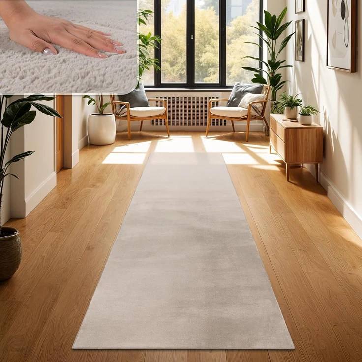 Paco Home Hochflor Teppich Wohnzimmer Flauschig Fellteppich Kunstfell Plüsch Shaggy Weich Fellimitat, Grösse:80x150 cm, Farbe:Beige – Bild 1