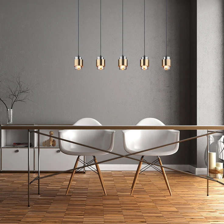 Hängelampe, Metall, Glas rauchfarben, 5 Flammig, L 105 cm – Bild 8