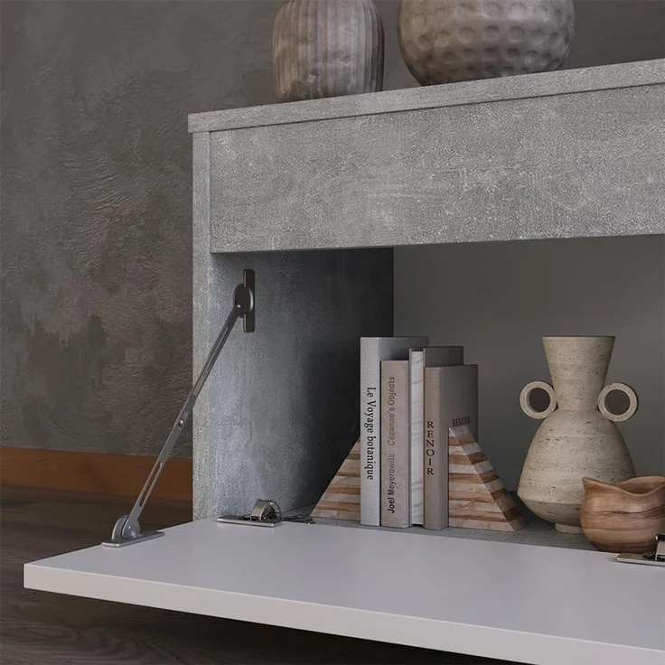 Wohnwand Berno Beton/Weiß 2 Teile Vicco – Bild 4