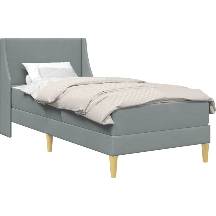vidaXL Bettgestell mit Matratze Hellgrau 100 x 200 cm Polyester 3414719 – Bild 2