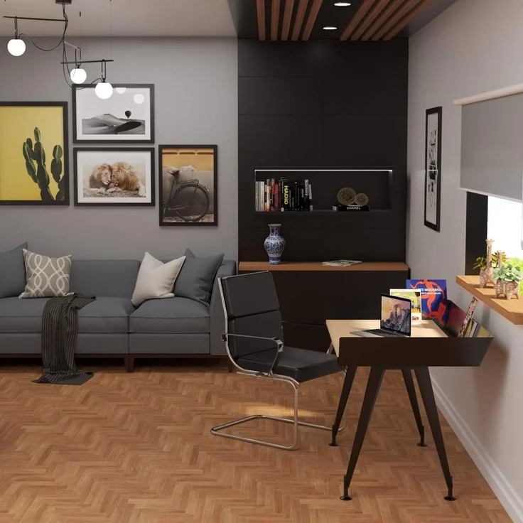 Computertisch, moderner Schreibtisch Tern, 100 x 60 x 72 cm, Weiß/Schwarz Levira – Bild 5