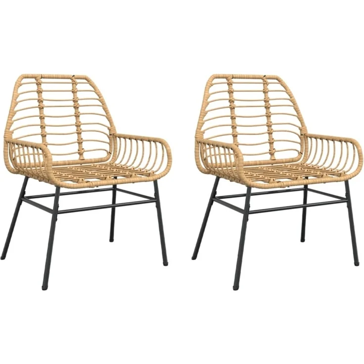 vidaXL Gartenstühle 2 Stk. Braun Poly Rattan 369092 – Bild 8