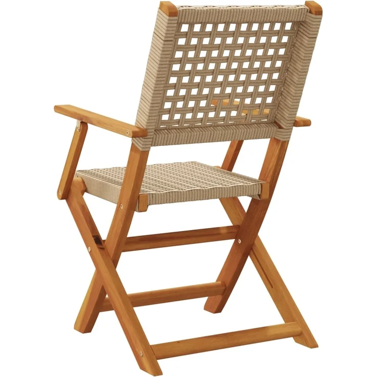 vidaXL Gartenstühle 4 Stk. Klappbar Beige Poly Rattan & Massivholz 3214562 – Bild 5