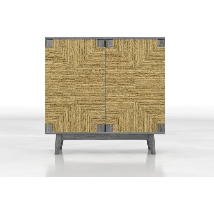 DESVIAE Sideboard Grau aus Holzwerkstoff – 79x78x39,5 cm – Papierseil-Geflecht, verstellbarer Fachboden – Bild 7