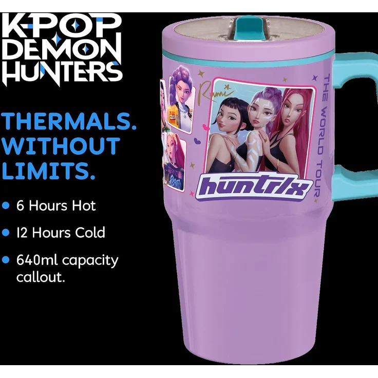 K-Pop Demon Hunters Trinkflasche Kinder Flasche 640 ml mit Motiv für Schule Freizeit und unterwegs – Bild 2