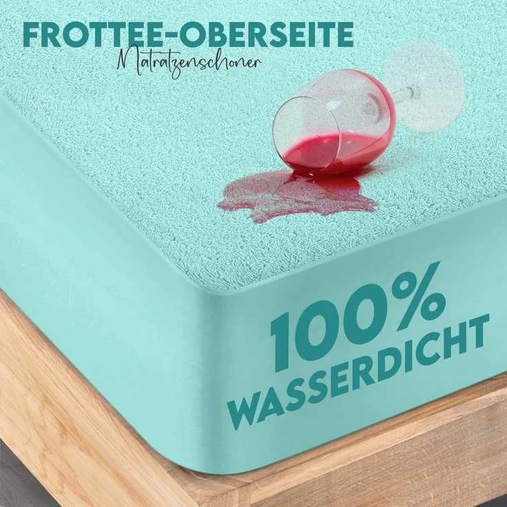 Utopia Bedding Matratzenschoner 160 x 200 x 30 cm Wasserdicht, Oeko-TEX Zertifiziert Matratzenauflage Atmungsaktive, Matratzenschutz, Rundum Elastisch Spa Blau – Bild 3