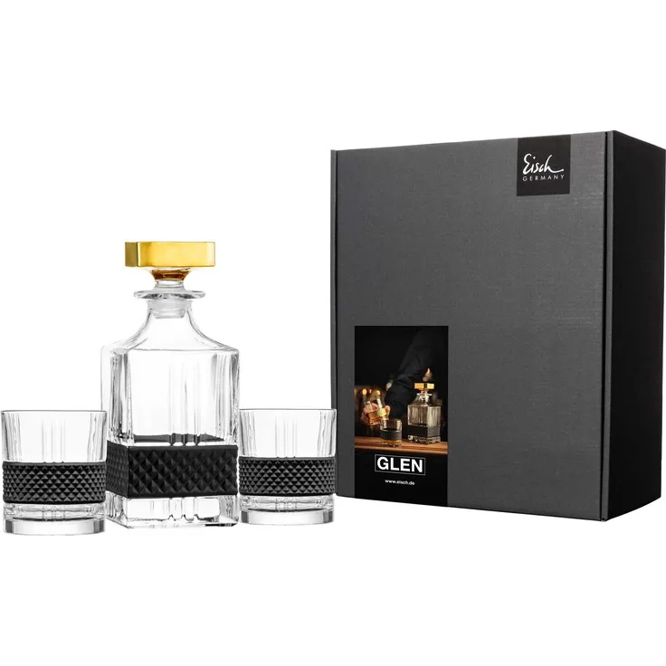 Eisch Glen Whisky Set schwarz im Geschenkkarton