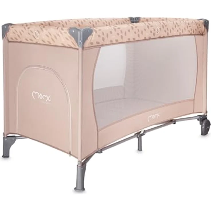 Momi BELOVE Reisebett für Kinder bis 15 kg Körpergewicht, B65 x L125 x H78 cm (faltbar 21 x 23 x 80 cm), Kinderreisebett mit Matratze, 2 Rädern, Transporttasche – Bild 2