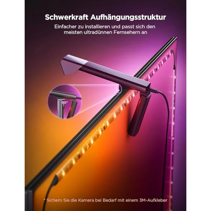 Govee TV Hintergrundbeleuchtung 3 Lite, 5M RGBICW LED Strip mit Fish-Eye Korrektur, Sync für 75-85 Zoll TVs, Sprach- & APP-Steuerung – Bild 5