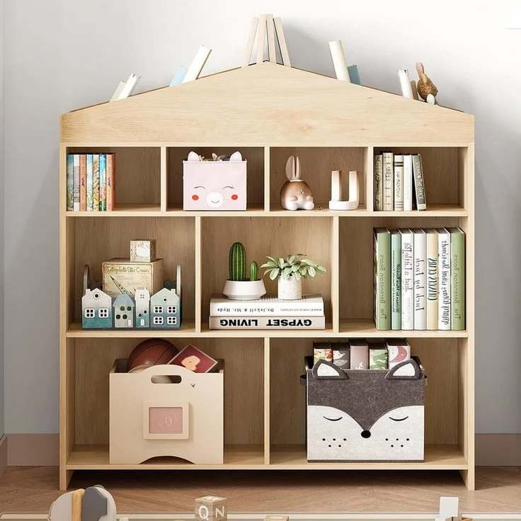 GarveeMore Kinderregal mit 15 Fächern,Burgdesign Spielzeugtruhe,103.5x30x100cm, Bücherregal Kinder,Standregal Spielzeug für Kinderzimmer,Schlafzimmer – Bild 3