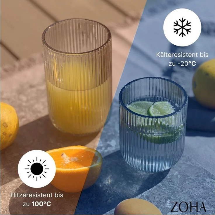 Zoha Glas Diamond Clear Glas Trinkgläser Cocktailgläser, 8-tlg, Glas, Hitzebeständig Eiskaffeegläser Tee Wasser Saft Kaffee – Bild 3