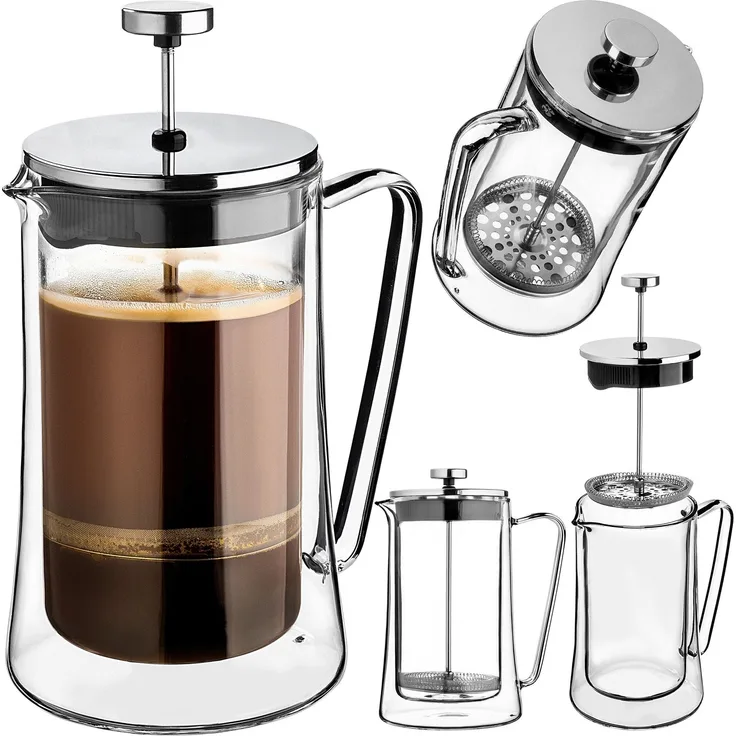 KADAX Kaffeebereiter 1 Liter, French Press aus Borosilikatglas und Edelstahl, Kaffeepresse, manuelle Kaffeemaschine, Teebereiter, große Kaffeekanne