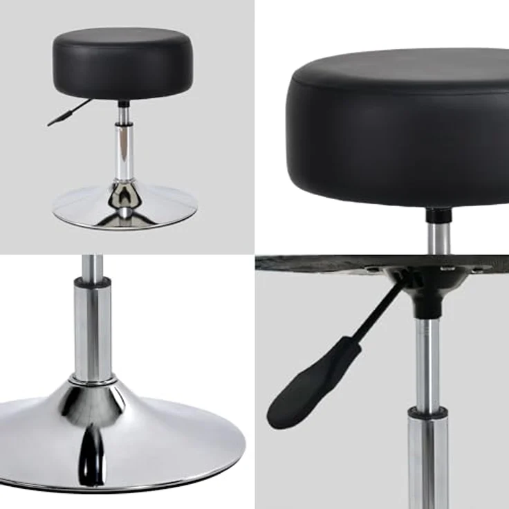 Duhome Hocker, Drehhocker Sitzhocker Rund Rollhocker Schminkhocker Höhenverstellbar – Bild 5
