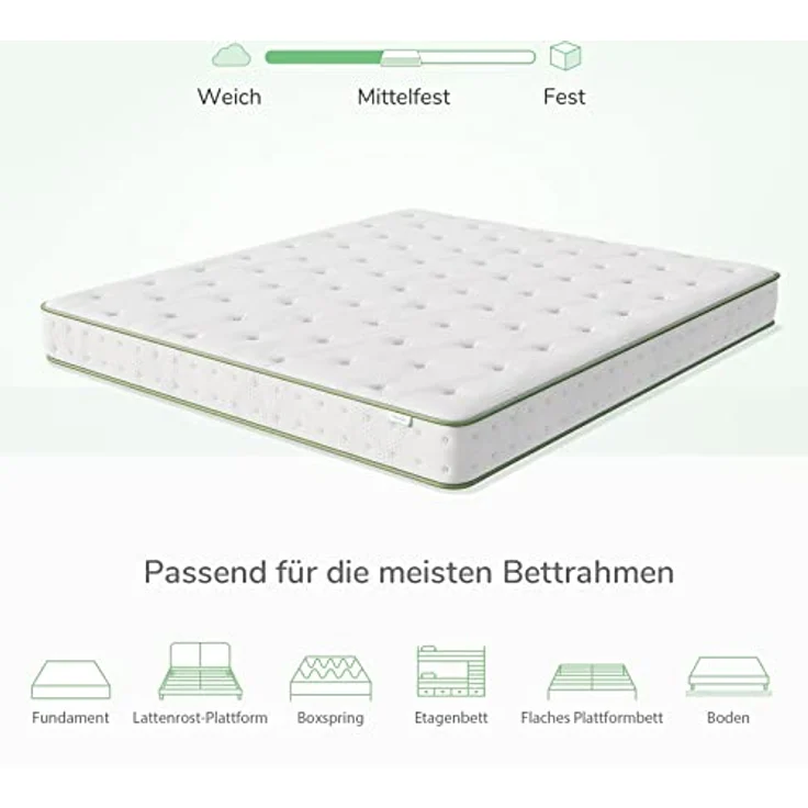 Novilla Matratze 150x200 Taschenfederkern Rollmatratze Härtegrad H2 H3 Tonnentaschenfederkernmatratze Höhe 18cm Mittelfest Atmungsaktiv Komfortmatratze – Bild 8