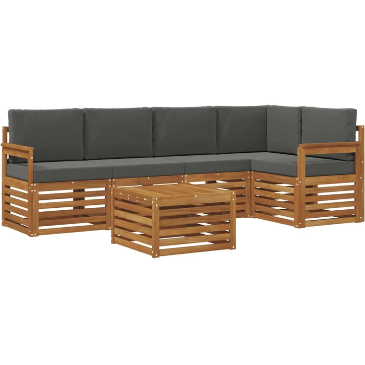 vidaXL Outdoor-Sofagarnitur 6 stk. 5-Sitzer Natur und Anthrazit 3374837 – Bild 2