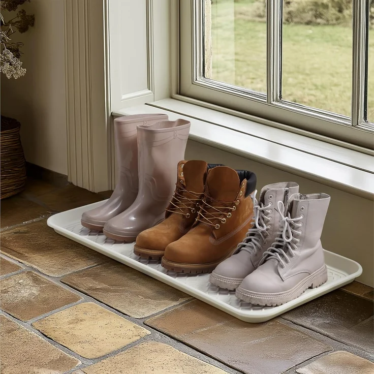 Navaris Schuhregal Schuhabtropfschale - Schuhmatte Abtropfmatte Schuhschale Schuhtablett, 3-tlg, 3x Schuhablage groß - Schuhablagen Abtropfschale - Schuhabtropfschale