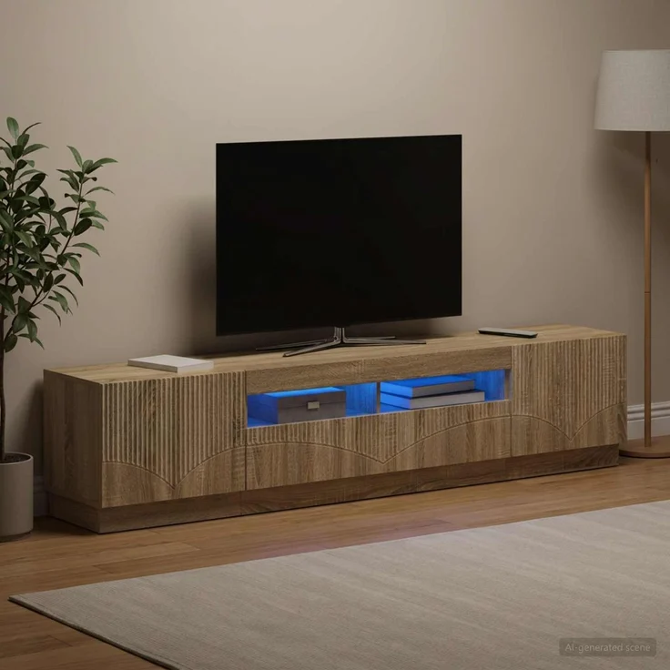 vidaXL LED-TV-Schrank HOORN 3 stk. Sonoma-Eiche Holzwerkstoff 3416839 – Bild 3