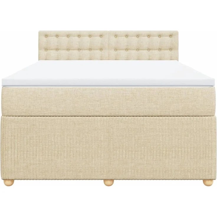 vidaXL Boxspringbett mit Matratze Creme 140x200 cm Stoff 3289798 – Bild 6