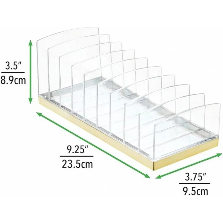 mDesign Kosmetik Organizer Aufbewahrung 9 Fächer Make-up Transparent/Messing – Bild 2
