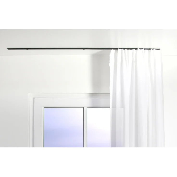 Deco-Raum Gardinenschiene Minimal, 1-läufig, Wunschmaßlänge, kürzbar, Deckenmontage, verschraubt, Aluminium, Komplett-Set vorgebohrt – Bild 5