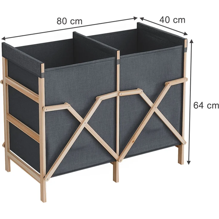 Badschrank für Wäsche Bruno Grau 80 x 64 cm mit 2 Fächern Vicco – Bild 2